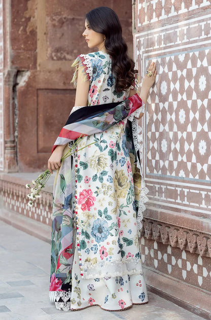 BIN ILYAS Lawn Embroidered & Printed 3 Piece Dress