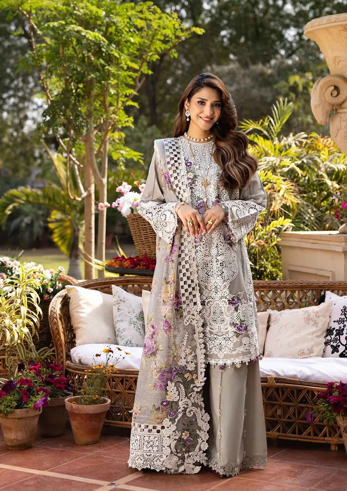 Elaf Luxury Embroidered Lawn 3Pc Unstitched ELM-05 RAMSHA