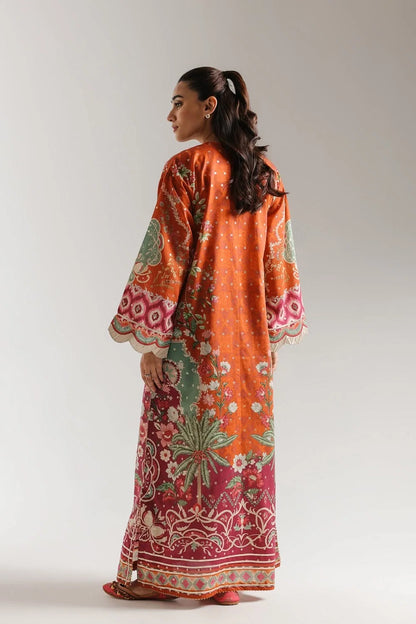 Ethnic 2pc Silk long kaftan Unstitched