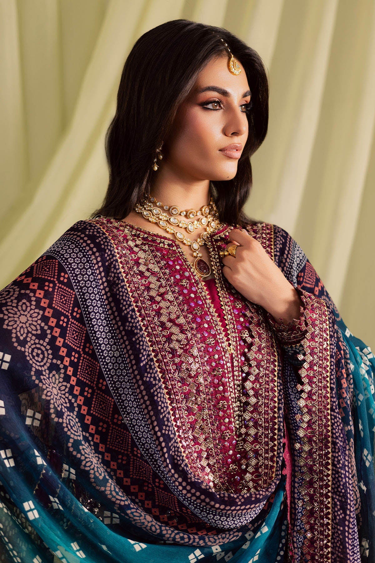 NUREH Lawn Embroidered & Printed 3 Piece Dress