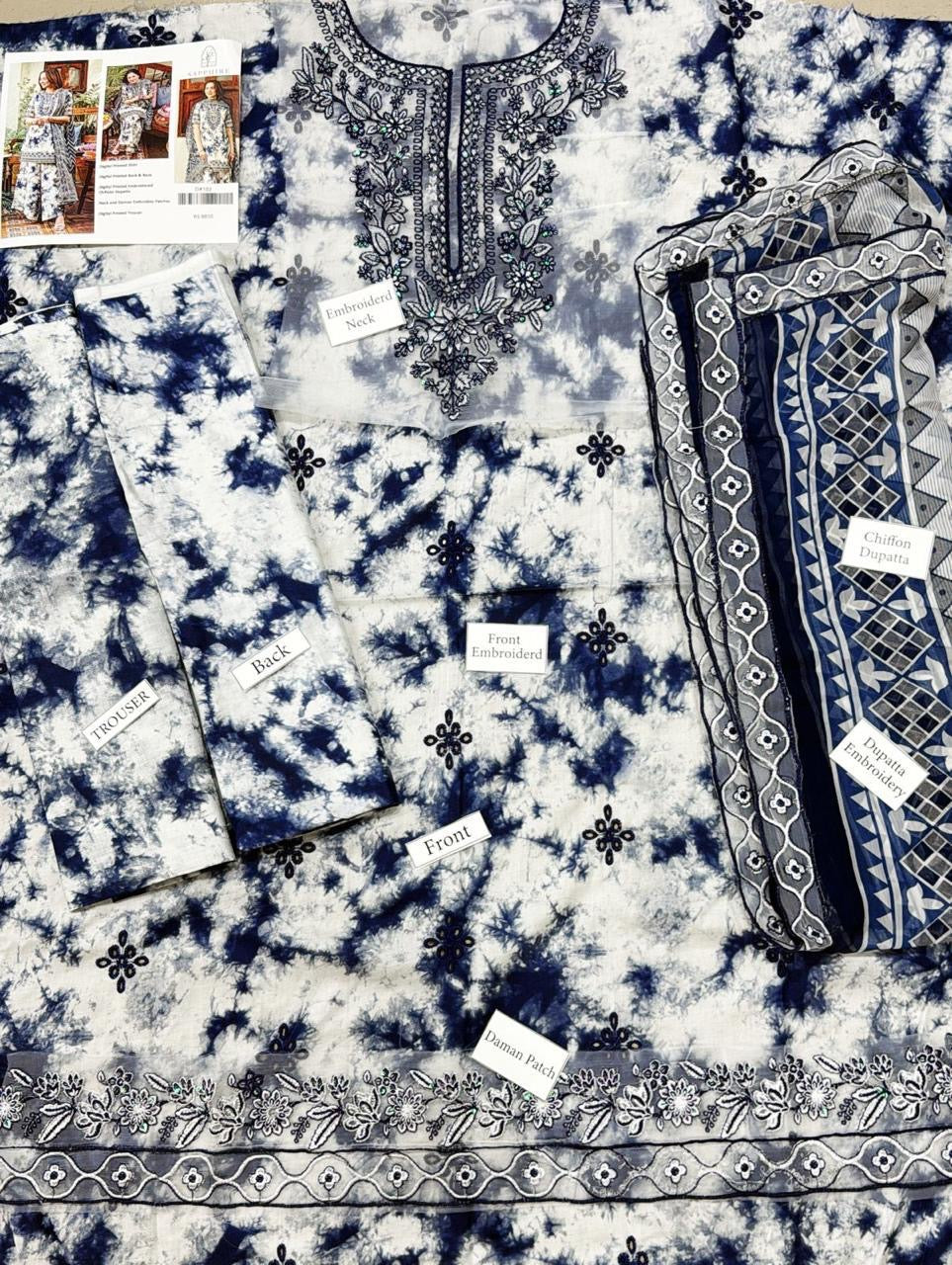 SAPPHIRE EMBROIDERED PRINTED LAWN - 3 PC UNSTITCHED