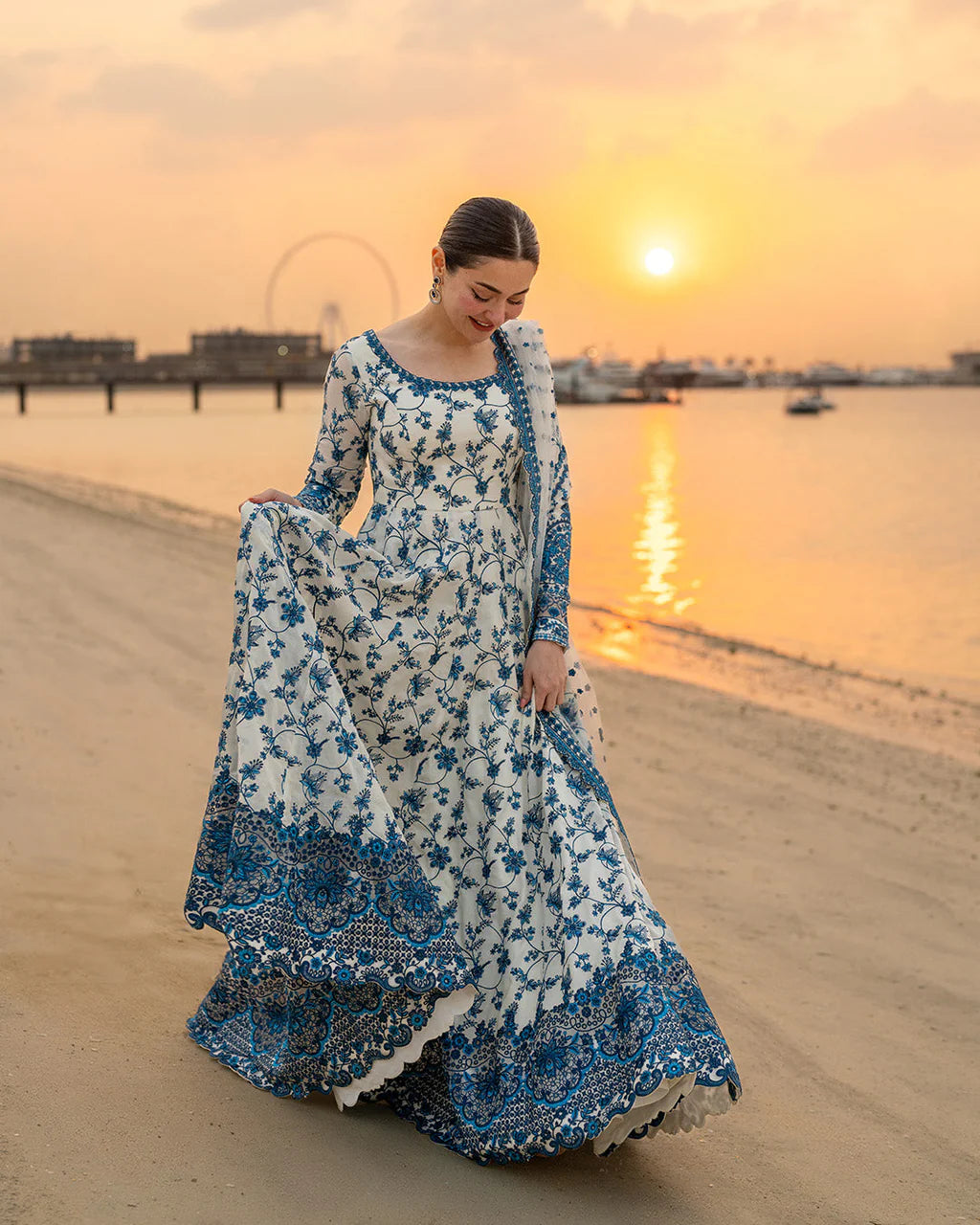 FAIZA SAQLAIN Lawn Embroidered 3 Piece Dress