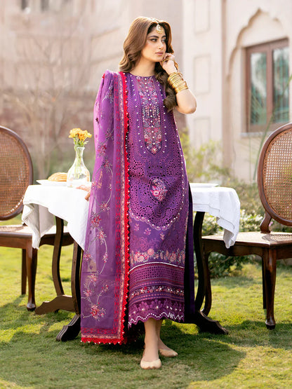 Bin Ilyas Luxury Lawn Chikankari Embroidered 3 Piece Dress - 10655