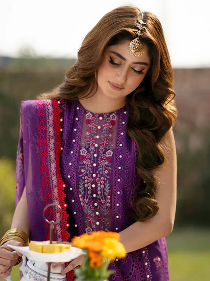 Bin Ilyas Luxury Lawn Chikankari Embroidered 3 Piece Dress - 10655