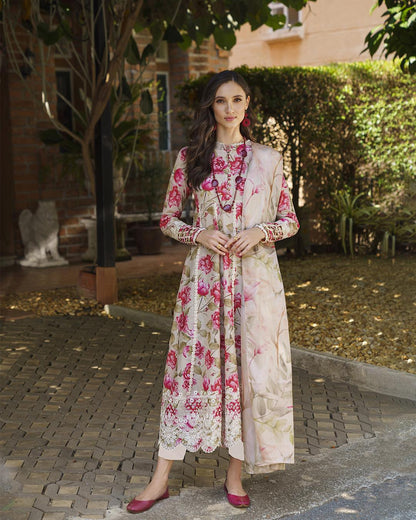 Iznik Embroidered & Printed Lawn 3 Piece Dress - 0674