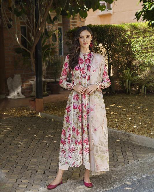 Iznik Embroidered & Printed Lawn 3 Piece Dress - 0674