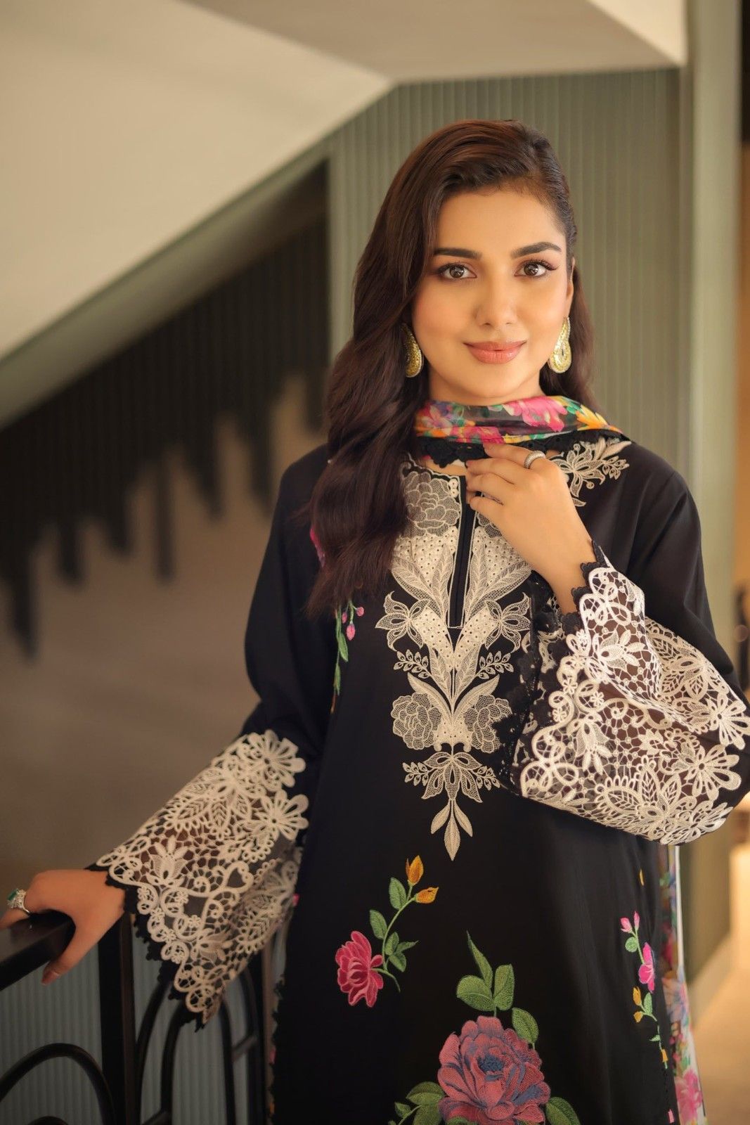 Shrenz Black Luxury Lawn Collection