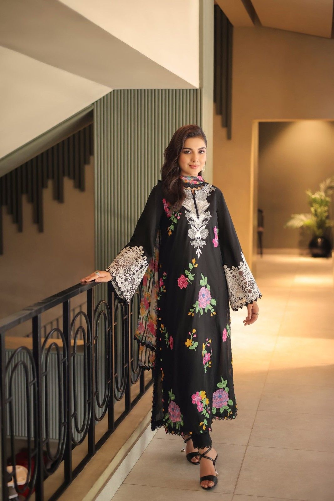 Shrenz Black Luxury Lawn Collection