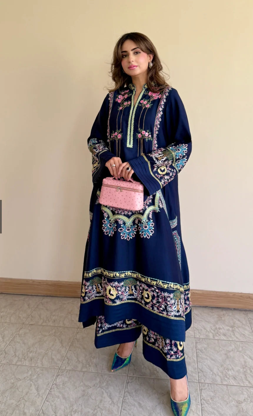 Akhansha 2pc Royal Blue Silk Unstitched