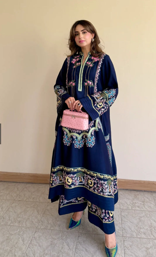 Akhansha 2pc Royal Blue Silk Unstitched