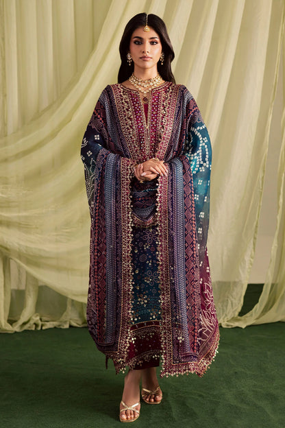 NUREH Lawn Embroidered & Printed 3 Piece Dress