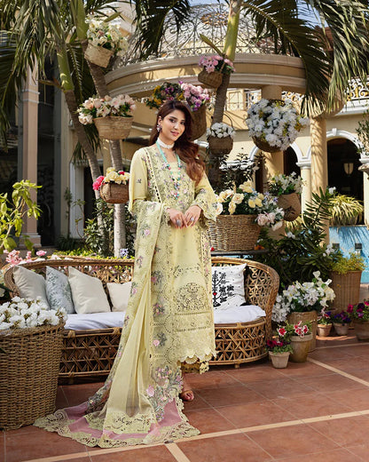 Elaf Premium Embroidered Luxury Lawn Unstitched 3Pc Suit ELM-3A BAHAR