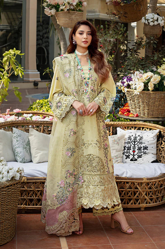 Elaf Premium Embroidered Luxury Lawn Unstitched 3Pc Suit ELM-3A BAHAR