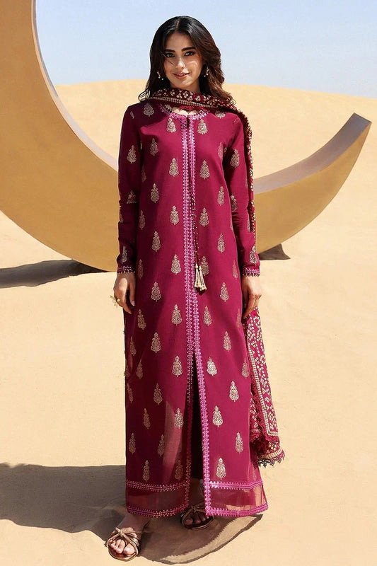 Cross stitch Embroidered Dhanak 3 Piece