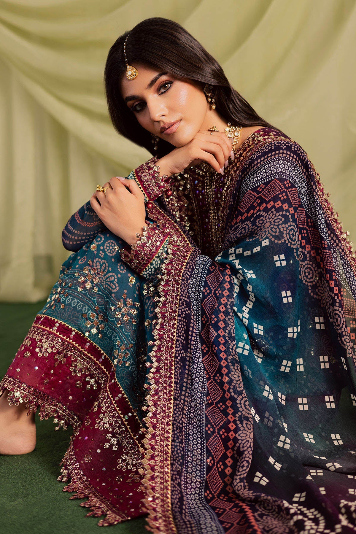 NUREH Lawn Embroidered & Printed 3 Piece Dress