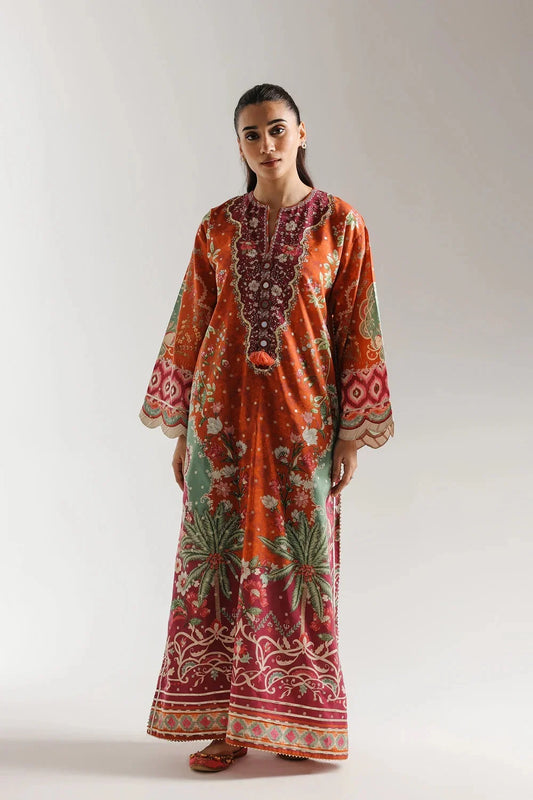 Ethnic 2pc Silk long kaftan Unstitched