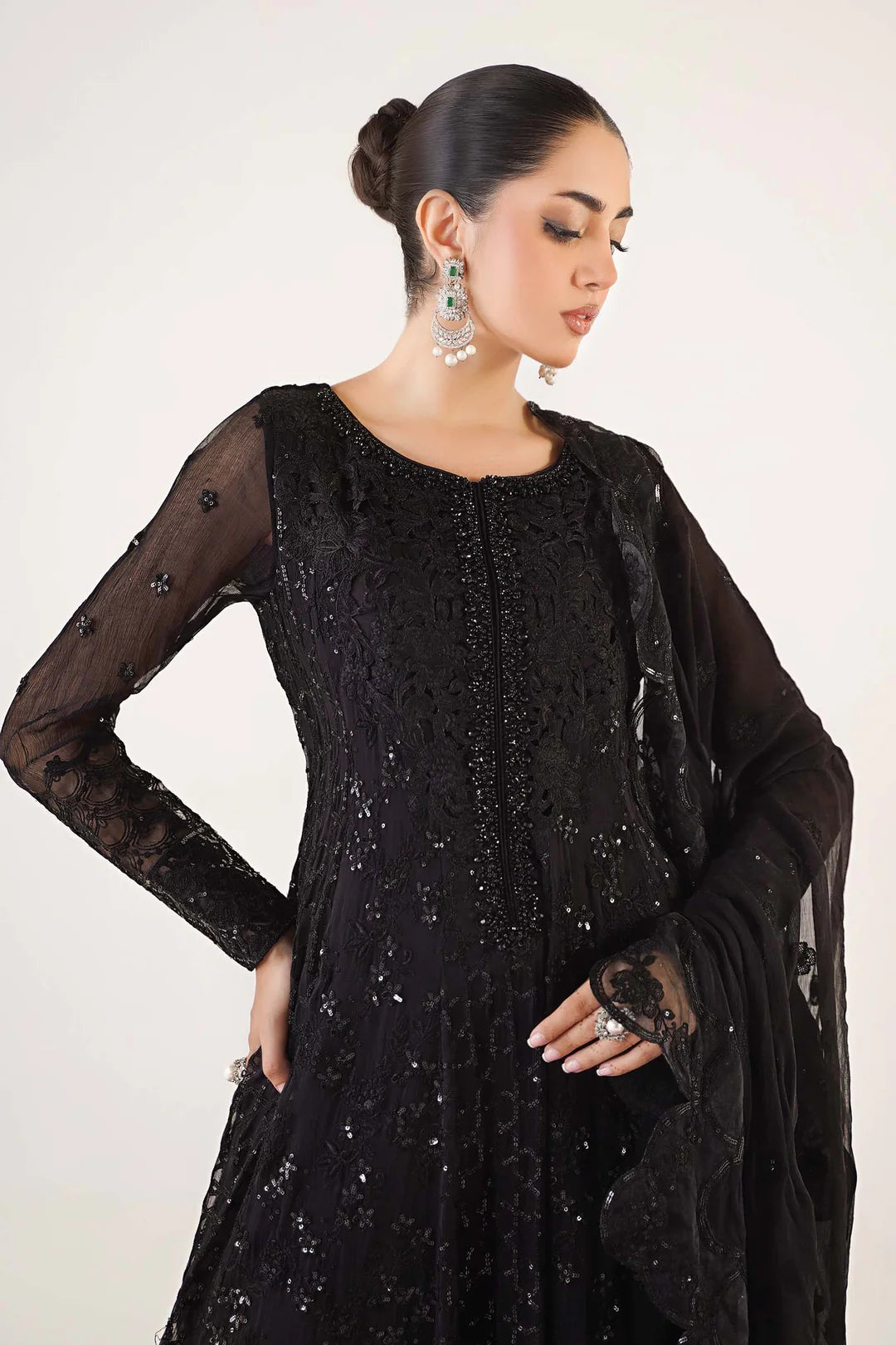 Unstitched Embroidered Chiffon Suit | 
SF-EA24-12