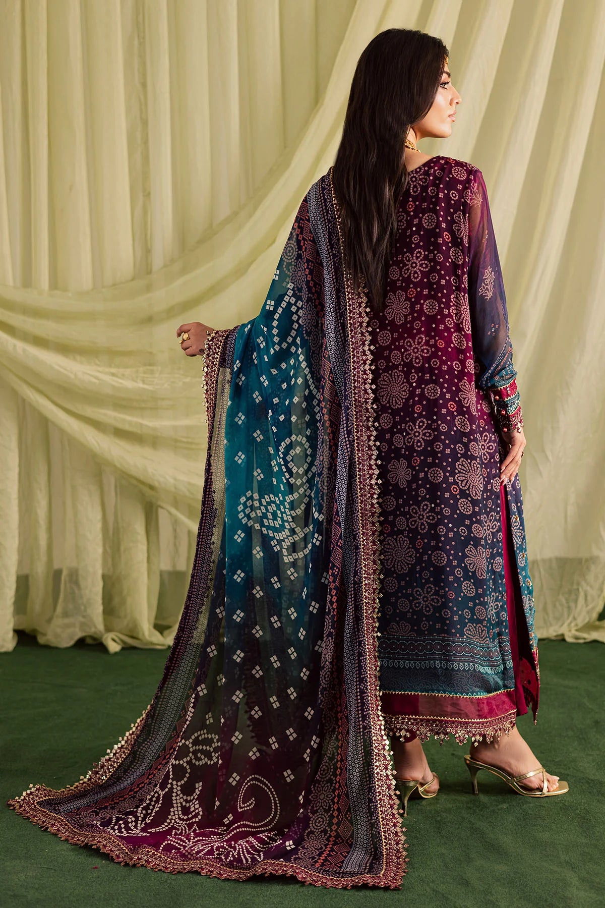 NUREH Lawn Embroidered & Printed 3 Piece Dress