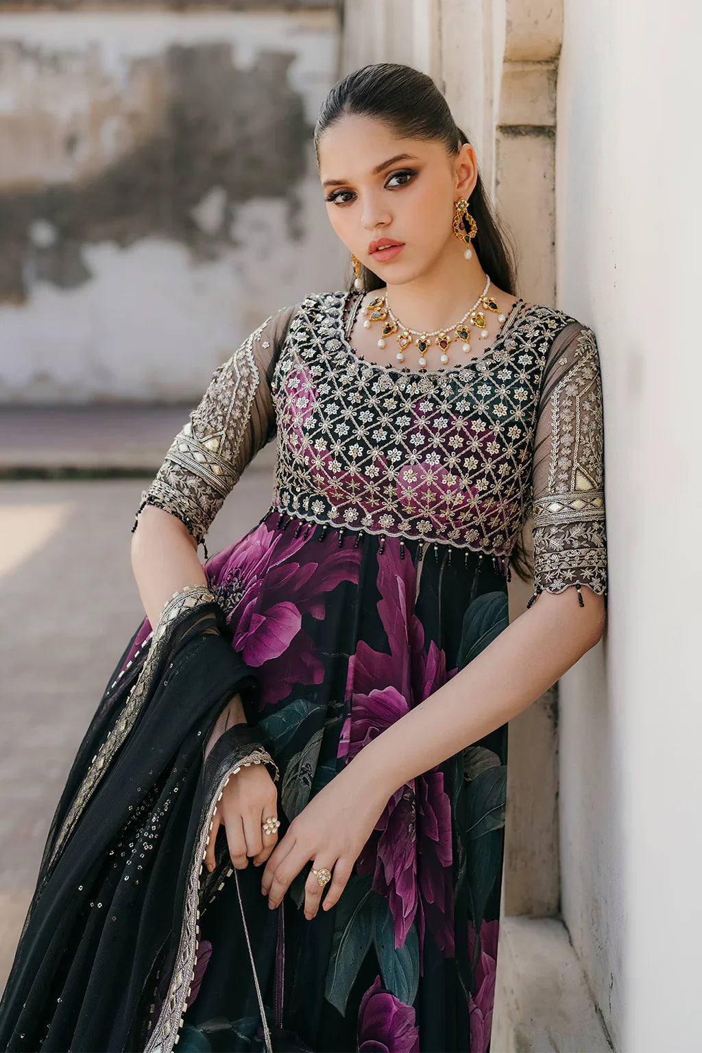 Iznik Embroidered & Digital Print Maxi - J0485