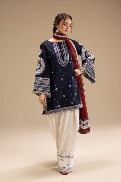JAZMIN - UNSTITCHED 3PC DHANAK EMBROIDERED SUIT-PK-5730