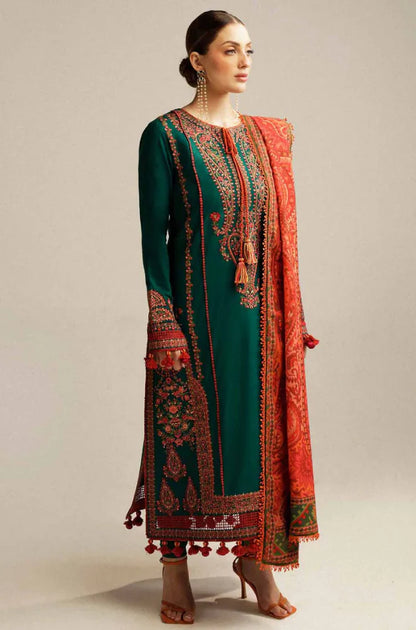 Hussain Rehar - 3PC Dhanak Embroidered Suit - BFB0249