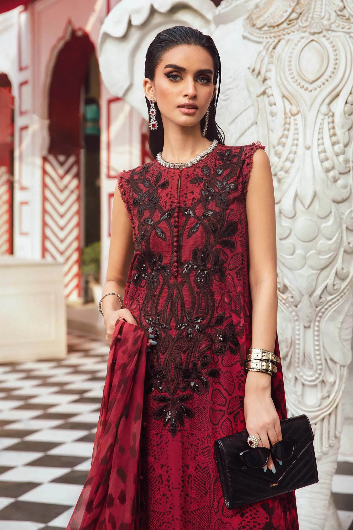 Embroidered Silk Suit | MPT-2702-A