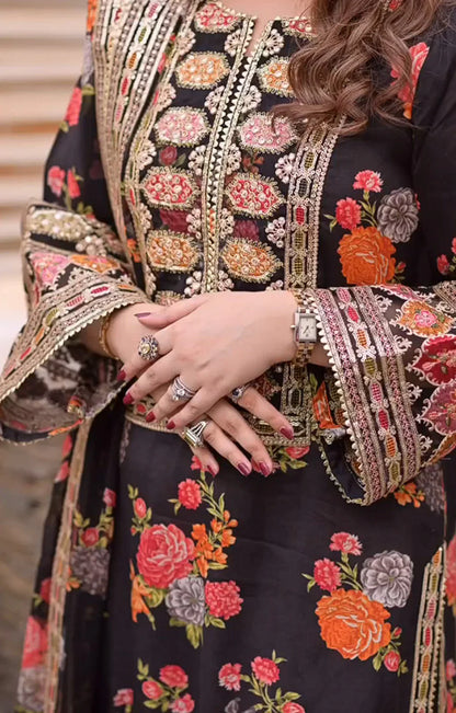 ANEELAS SILK PRINT BLACK