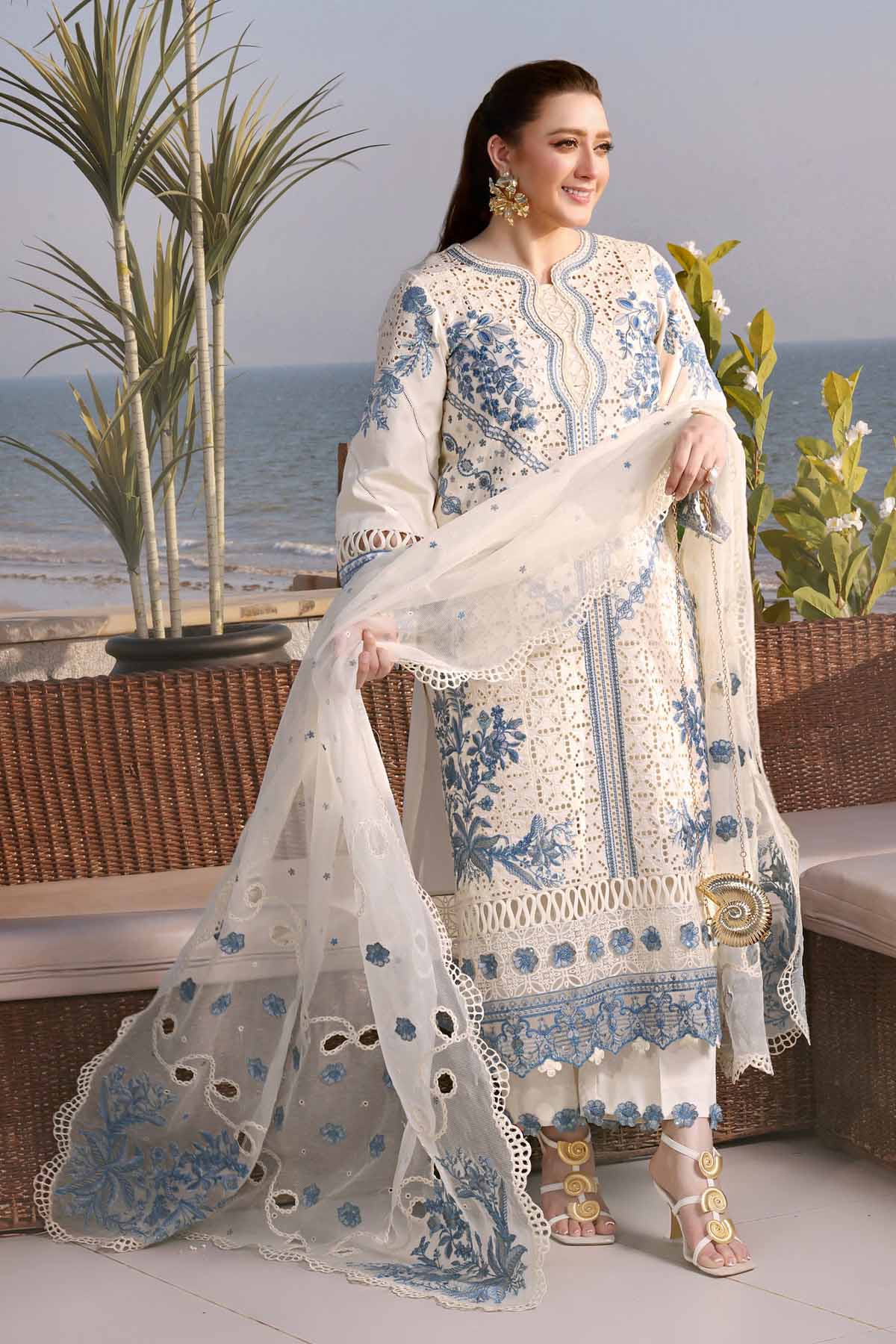 Aneelas Luxury Embroidered Lawn 3Pc Unstitched BIC-4828