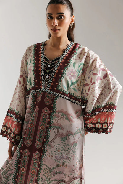 Ethnic 2pc Silk Printed Kaftan Unstitched