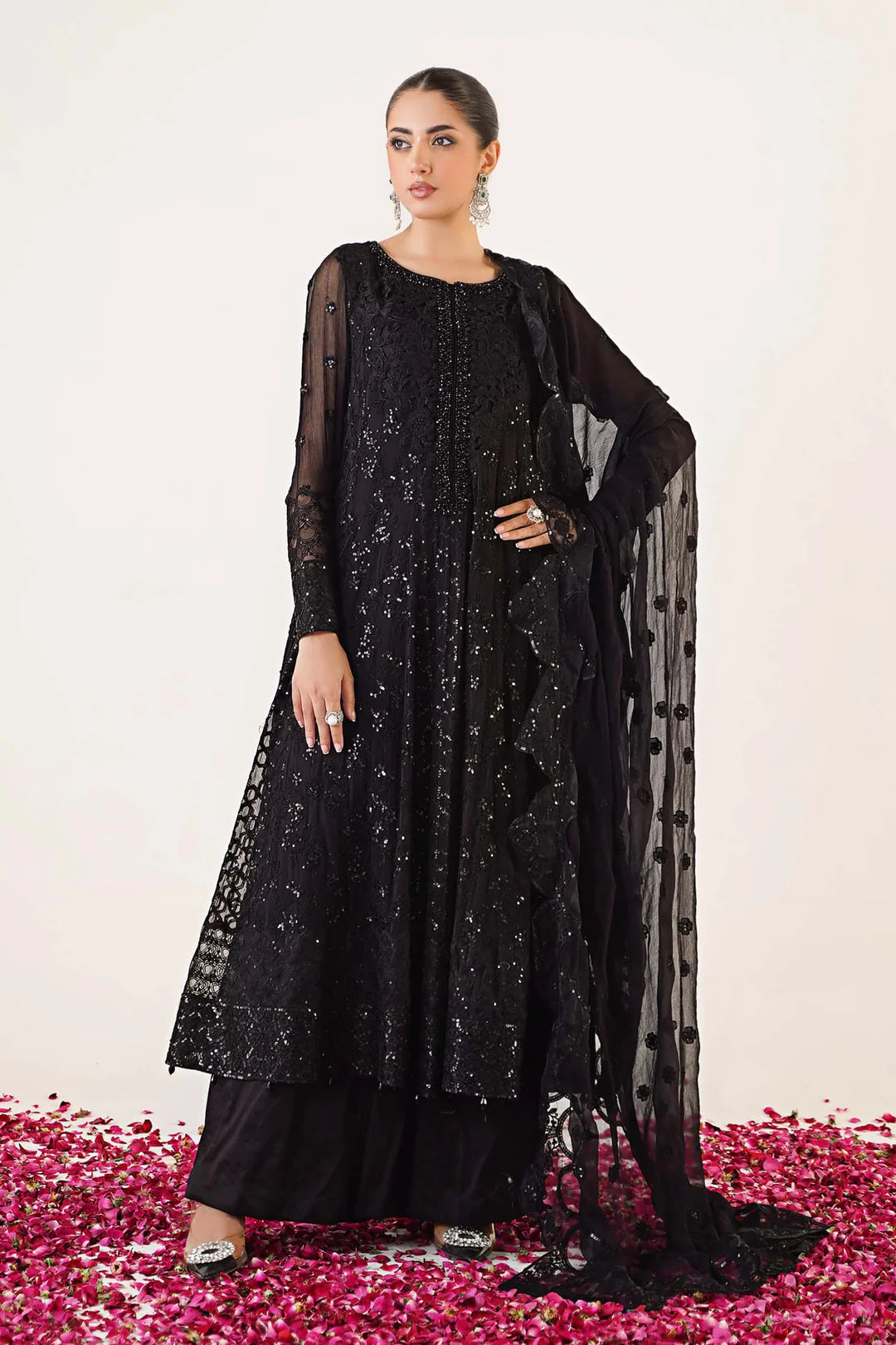 Unstitched Embroidered Chiffon Suit | 
SF-EA24-12