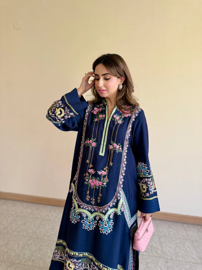 Akhansha 2pc Royal Blue Silk Unstitched