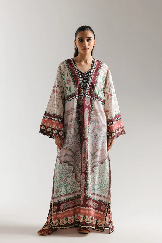 Ethnic 2pc Silk Printed Kaftan Unstitched