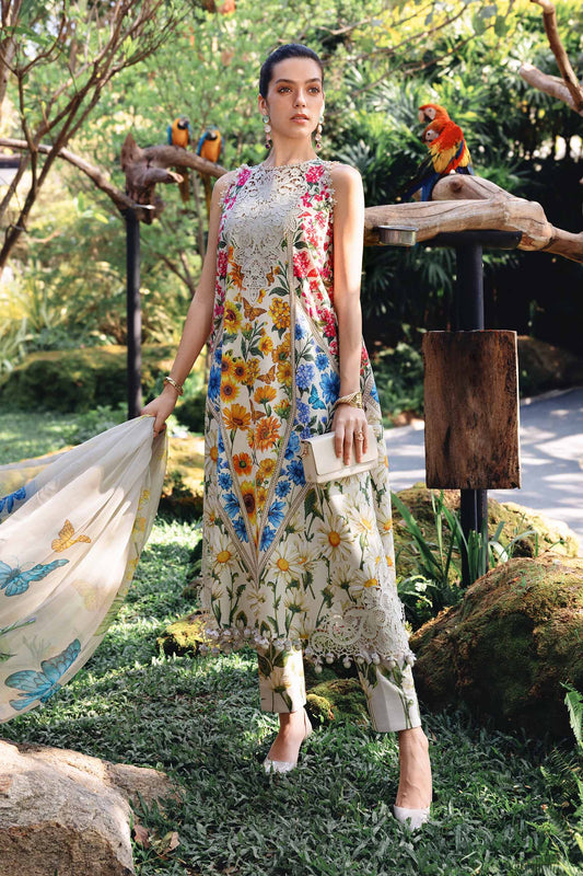 MARIA.B Lawn Embroidered & Printed 3 Piece Dress