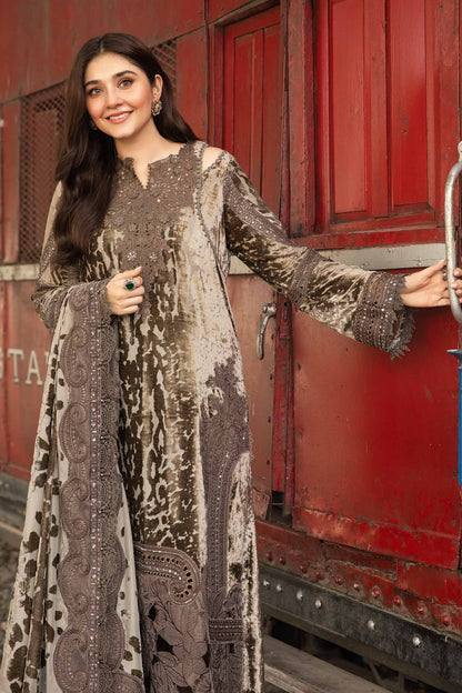 3 Piece Unstitched Embroidered Suit | DL-1201