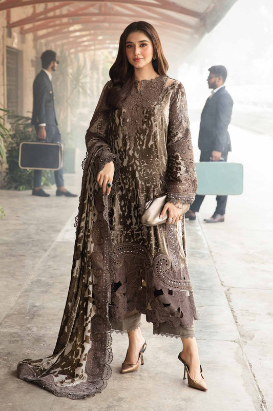 3 Piece Unstitched Embroidered Suit | DL-1201