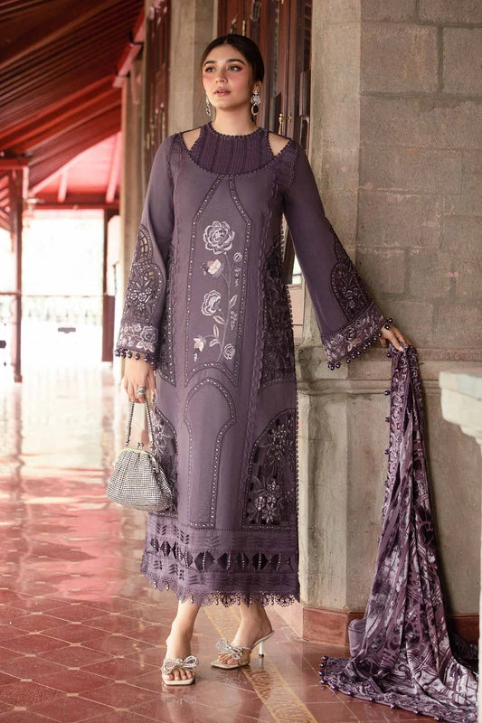 Maria B 3 Piece Unstitched Embroidered Lawn Suit | DL-1202