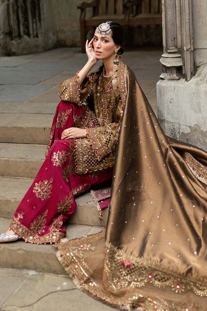 Maria B 3 Piece Unstitched Embroidered Raw Silk Suit Regular price