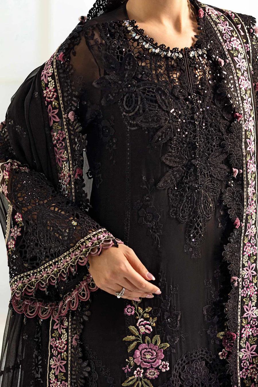 3 Piece Unstitched Embroidered Chiffon Suit | MPC-25-104