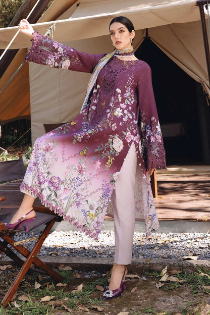 MARIA.B Lawn Embroidered & Printed 3 Piece Dress