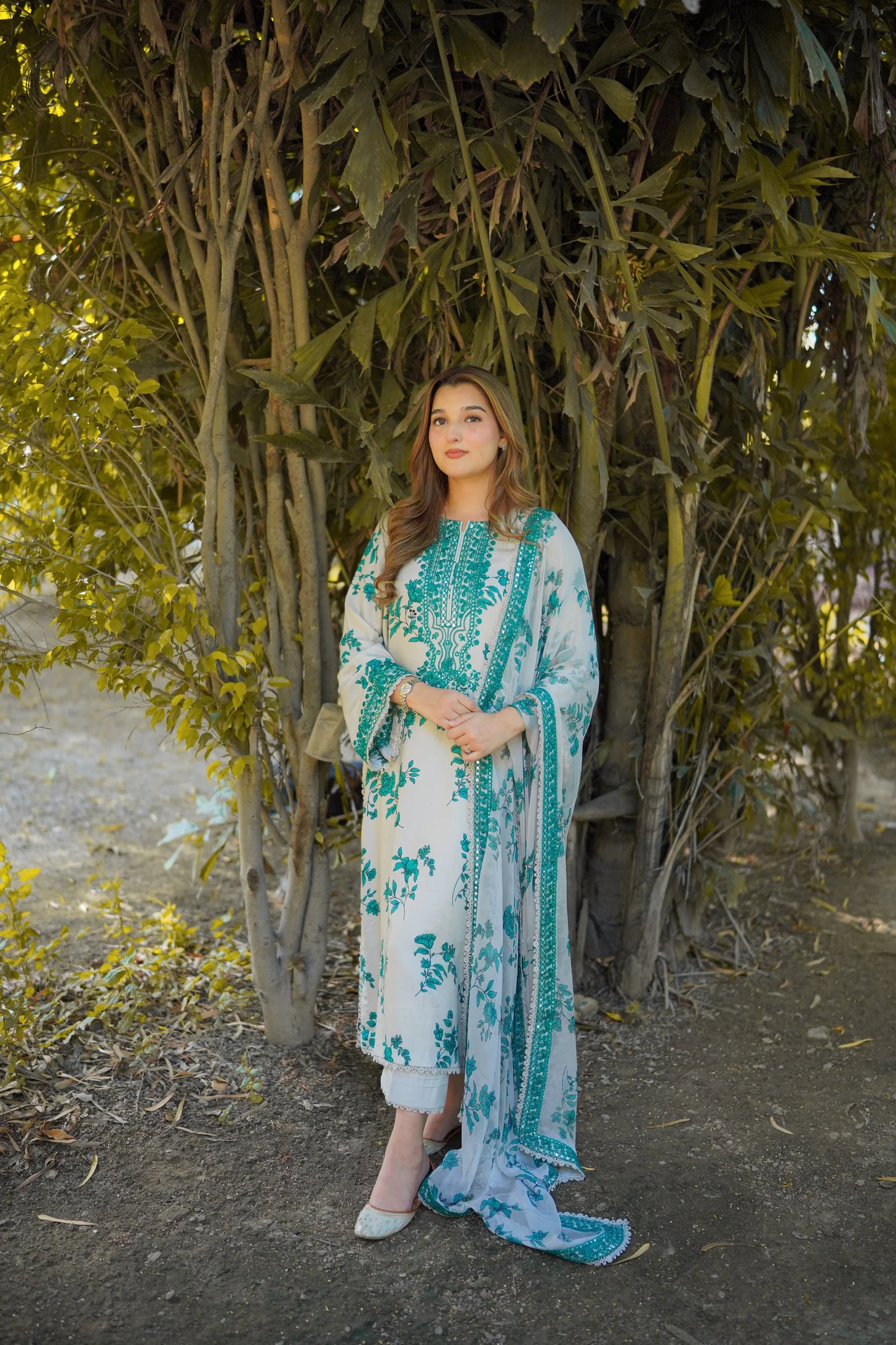 Aneelas Unstitched Twill Emb Silk Duppata 3pc [WPR-23]