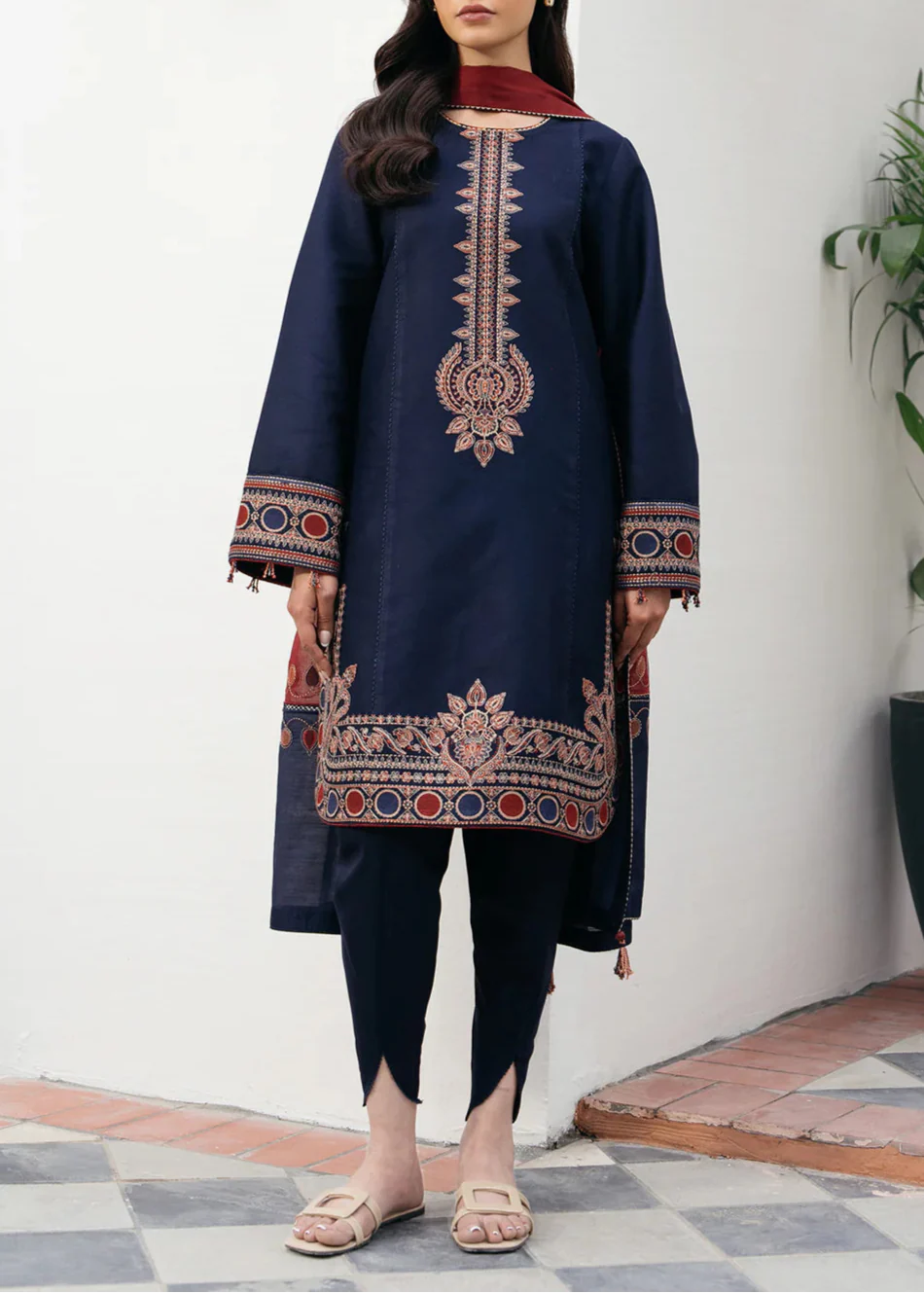 Grace S1214-Embroidered 3pc DHANAK