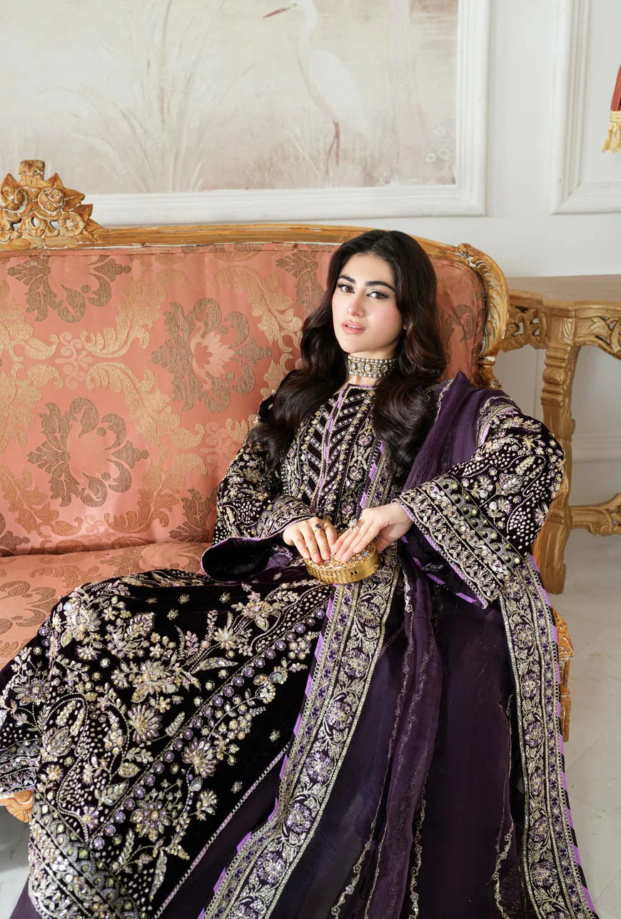 Aneelas Luxury Velvet Embroidered Unstitched 3 Piece - VT-01