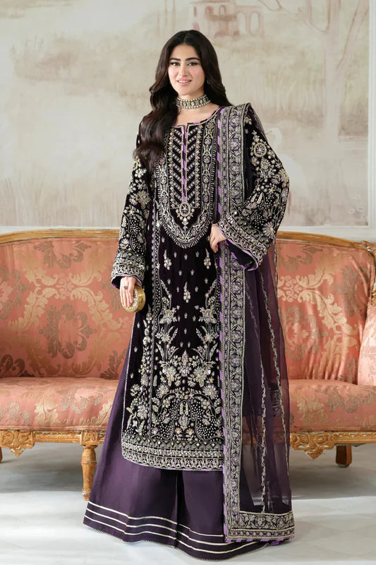 Aneelas Luxury Velvet Embroidered Unstitched 3 Piece - VT-01