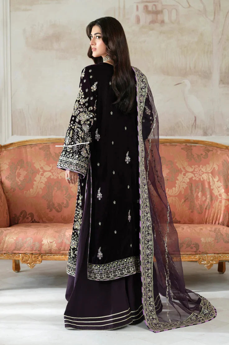 Aneelas Luxury Velvet Embroidered Unstitched 3 Piece - VT-01