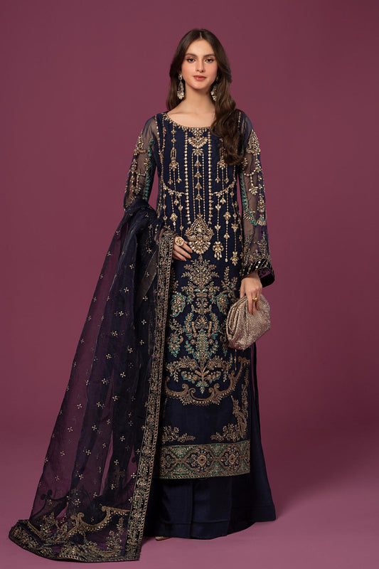 3 Piece Unstitched Embroidered Organza Suit | SF-EF24-45