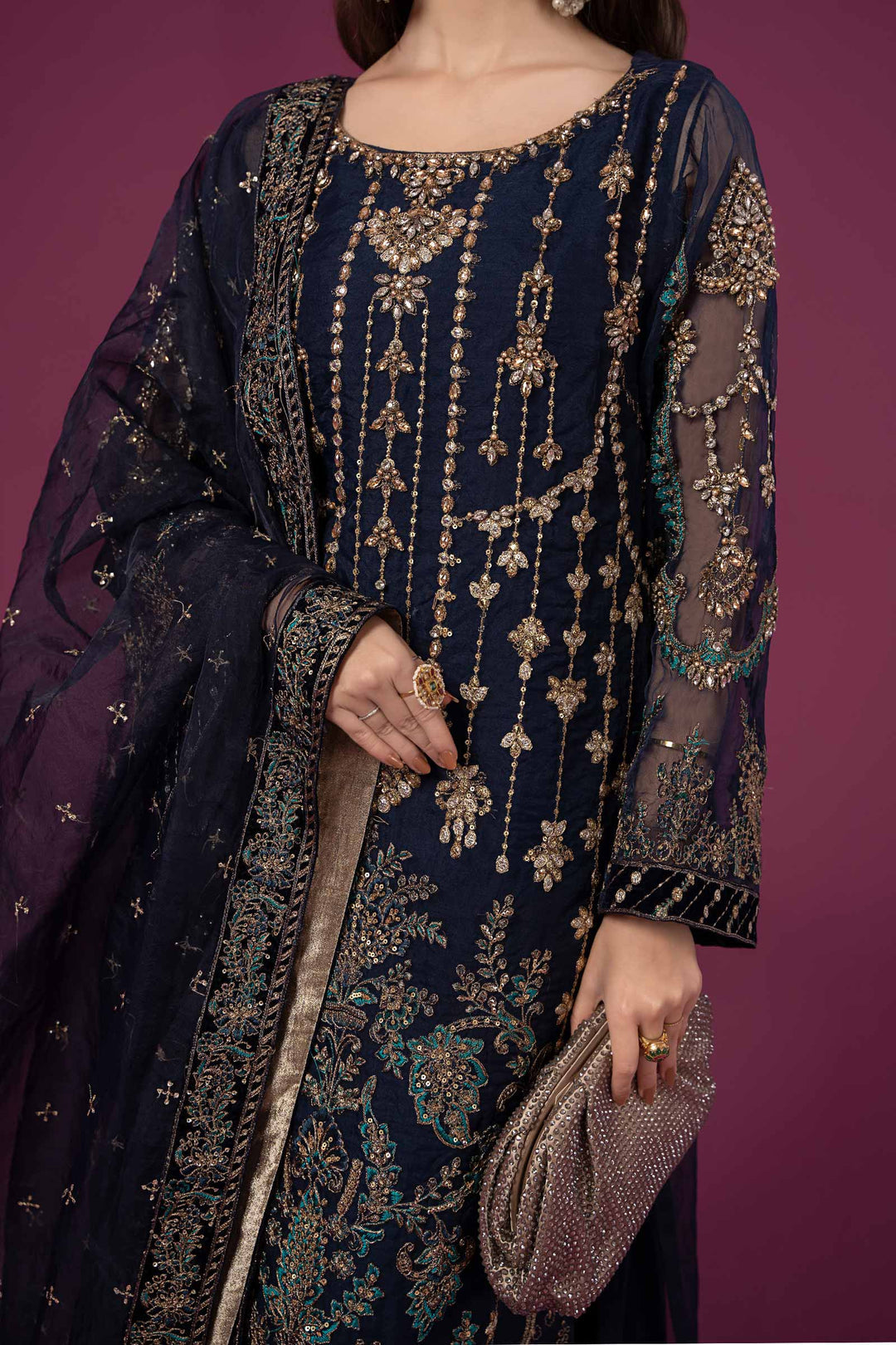 3 Piece Unstitched Embroidered Organza Suit | SF-EF24-45