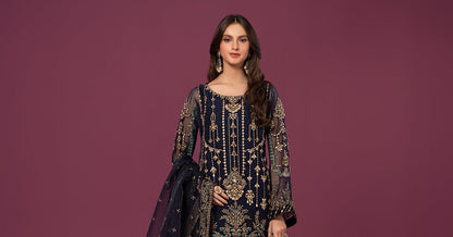 3 Piece Unstitched Embroidered Organza Suit | SF-EF24-45