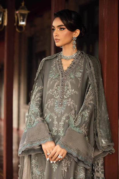 3 Piece Unstitched Embroidered Velvet Suit | DL-1209