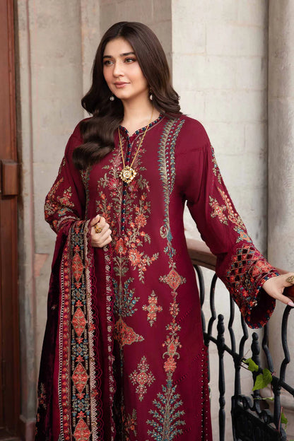 3 Piece Unstitched Embroidered Twill Linen Suit | DL-1210