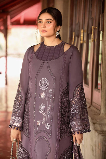 3 Piece Unstitched Embroidered Linen Suit | DL-1202